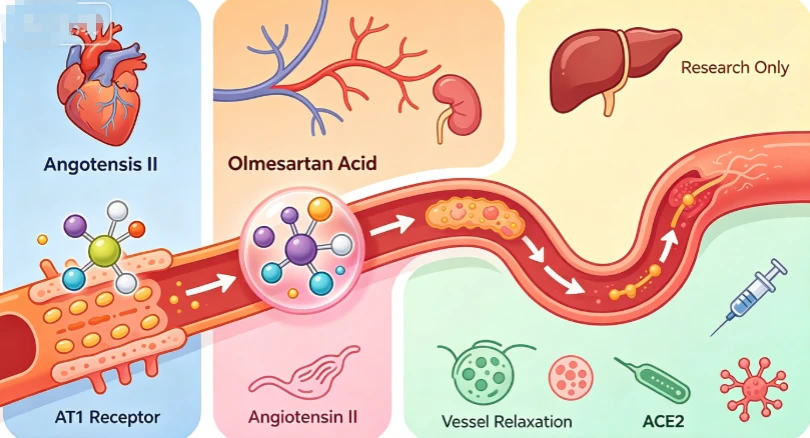 The mechanism of action of Olmesartan Acid The mechanism of action of Olmesartan Acid