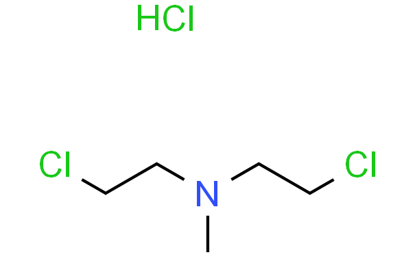 The structural formula of Mechlorethamine hydrochloride The structural formula of Mechlorethamine hydrochloride
