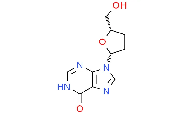 The structural formula of Dideoxyinosine The structural formula of Dideoxyinosine