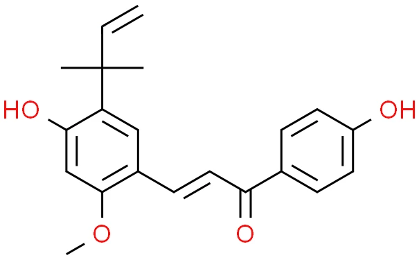 The structural formula of Licochalcone A powder The structural formula of Licochalcone A powder